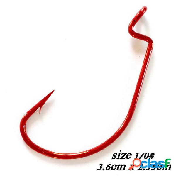 500pcs fishing hook offset hook crank red worm sharp hook