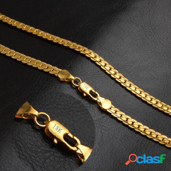 5mm 18k gold plated luxury chains necklace for men women