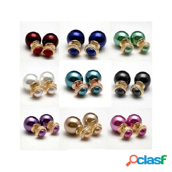 5pairs (10pcs) x logo celebrity runway gold double pearl