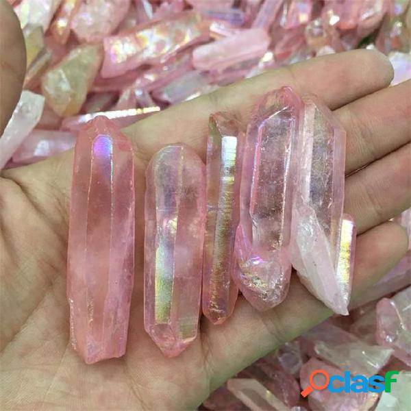 5pcs drop shipping natural rose titanium aura quartz crystal