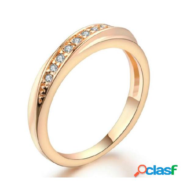 6 items classical cubic zirconia lovers ring rose gold color