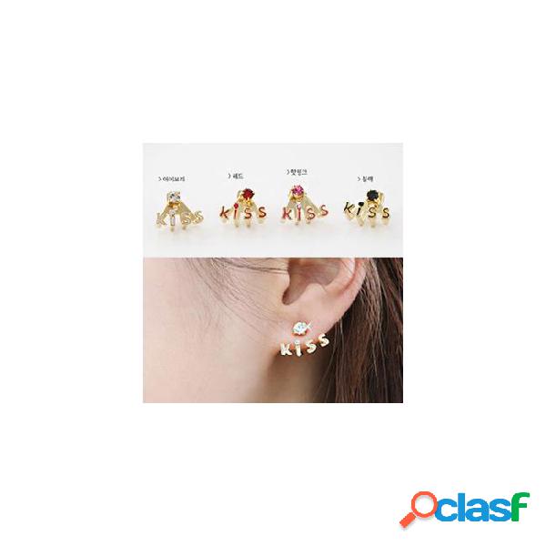60pairs promotion high quality kiss earrings crystal cute
