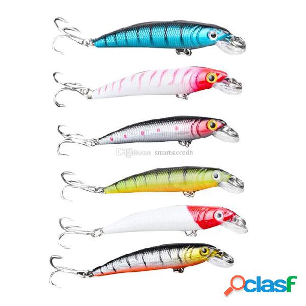 6pcs plastic minnow fishing lures bass crankbait tackle