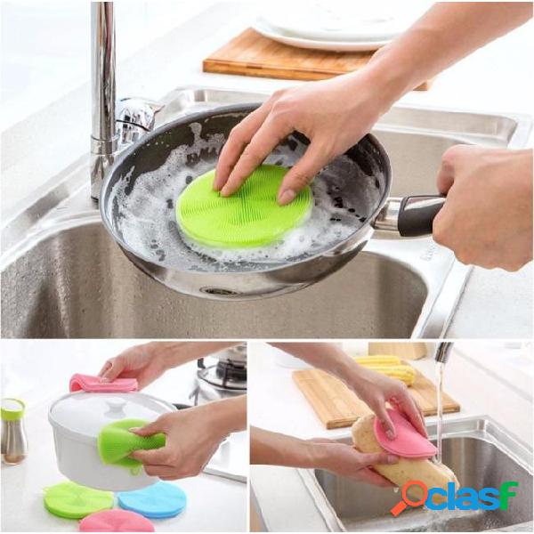 7 colors magic silicone dish bowl cleaning brushes scouring