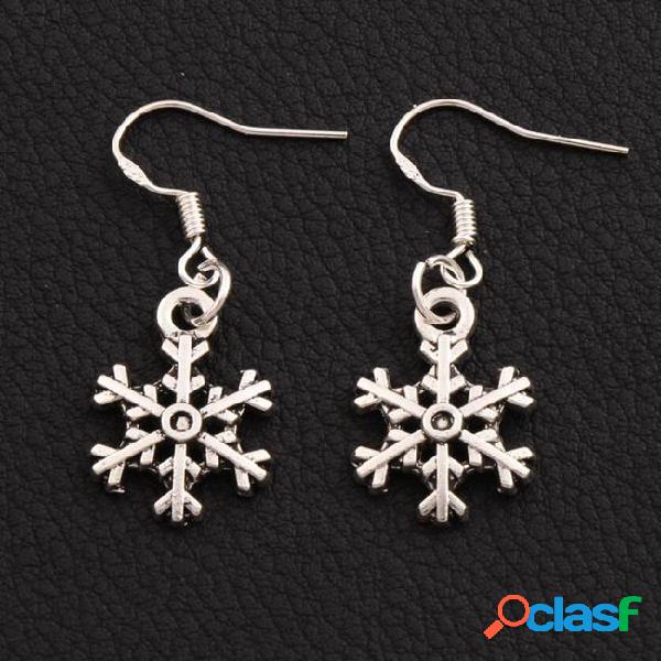 925 silver arched snowflake charm pendant earrings