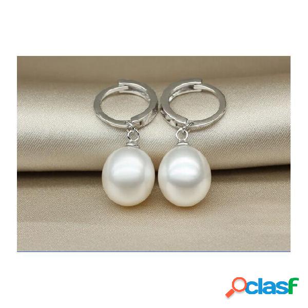 925 silver europe stlye pearl dangle earrings plate top