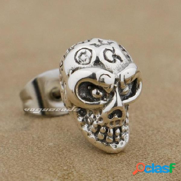 925 sterling silver skull mens biker rocker earring 8r022