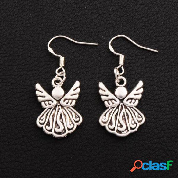 Angel wing earrings 925 silver fish ear hook 30pairs/lot