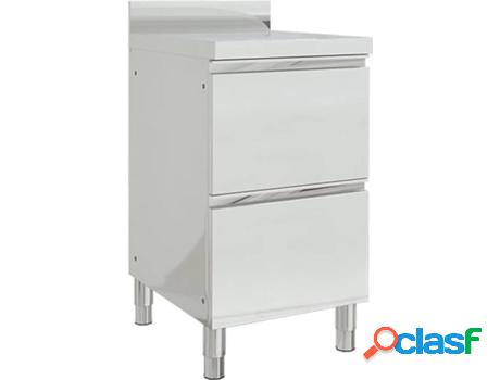 Armario VIDAXL con 2 Cajones (Blanco - Acero Inoxidable -