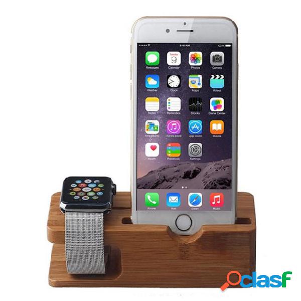 Bamboo wooden charger holder for mobile phone watch 38mm &