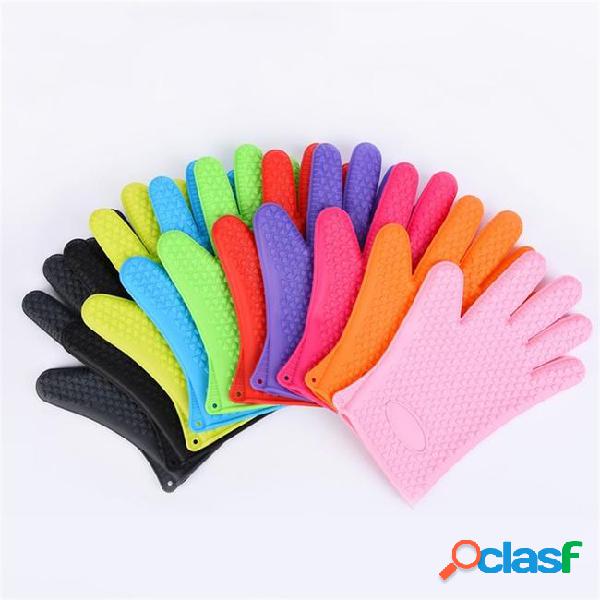 Bbq mittens heat resistant silicone glove non slip anti