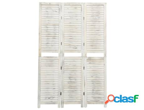 Biombo VIDAXL de 3 paneles Blanco (105 x 165 cm - Madera)