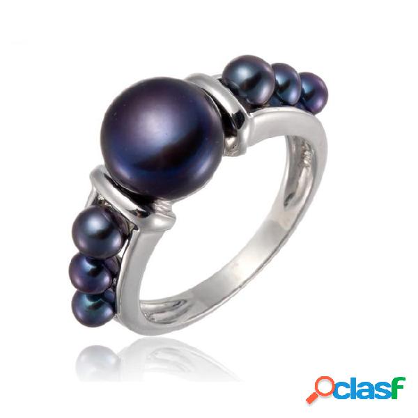 Black natural freshwater pearl sterling silver 925 fashion