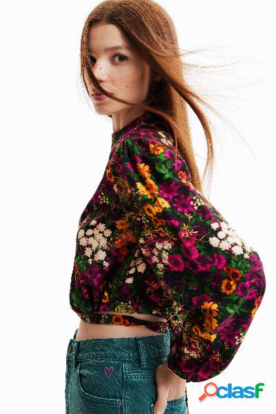 Blusa cropped floral multiposición - MATERIAL FINISHES - S