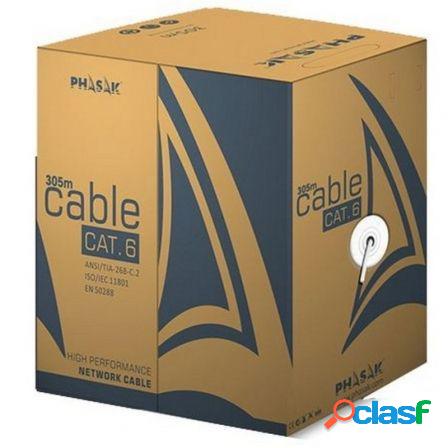 Bobina de cable rj45 utp phasak phr 6302 cat.6/ 305m/ gris