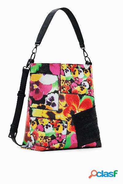 Bolso saco grande patch floral - MATERIAL FINISHES - U