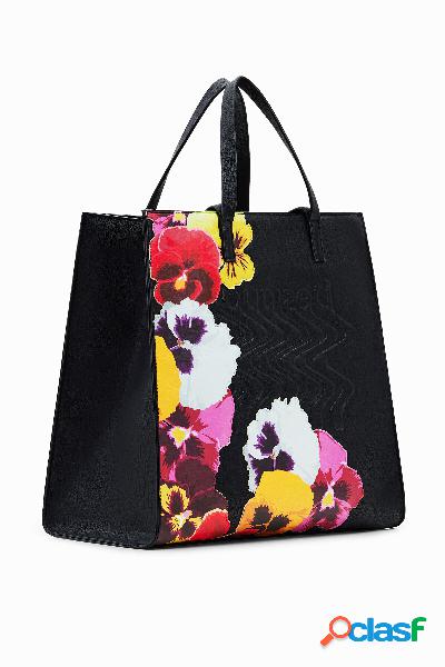 Bolso shopper grande floral - BLACK - U