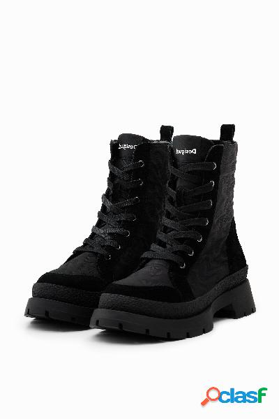 Bota cordones efecto leopardo - BLACK - 38