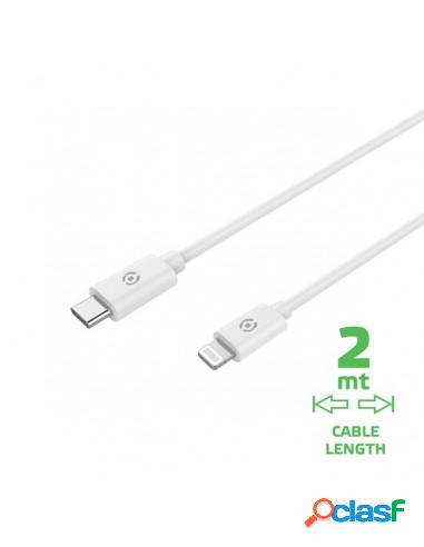 CABLE CELLY USB-C MACHO / LIGHTNING MACHO 2M WHITE