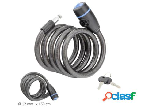 Cable bicicleta espiral con llave 12 mm. x 150 cm.