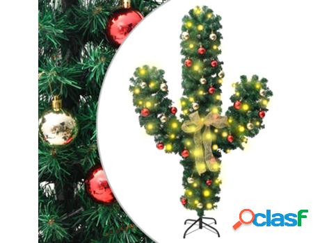 Cactus de Navidad VIDAXL con Soporte y LED (Verde - PVC -