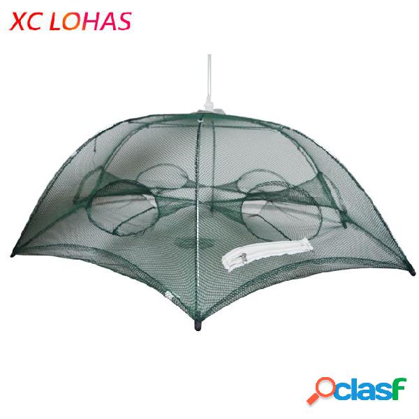 Cage foldable umbrella cast nylon mesh fishing to fish crab