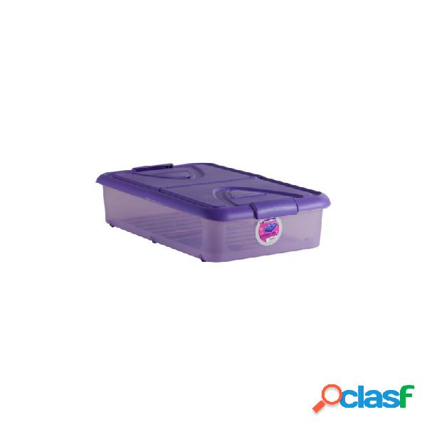 Caja organizadora bajo cama 60 litros lila con ruedas