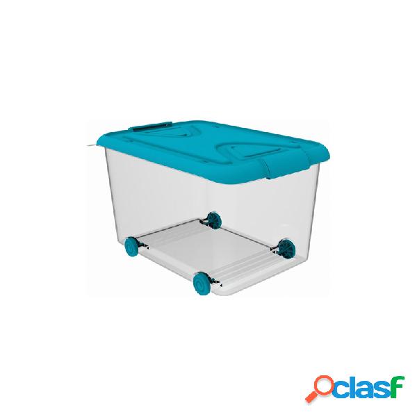 Caja organizadora multi-box 70 l plastiken con ruedas azul