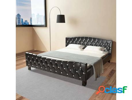 Cama + Colchón VIDAXL 274684 (Negro - Cuero Artificial -