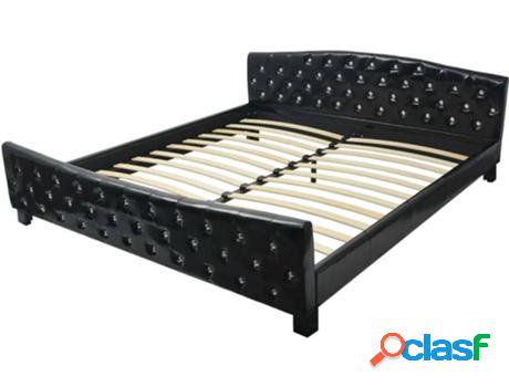 Cama VIDAXL (Negro - Cuero Artificial - Compatible con