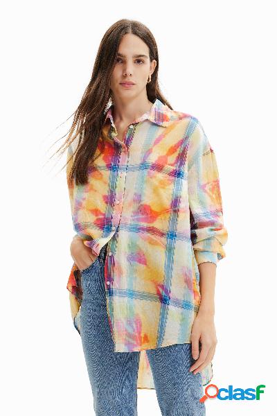 Camisa oversize cuadros tie-dye - MATERIAL FINISHES - S