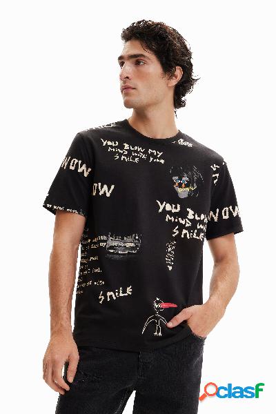 Camiseta manga corta textos - BLACK - XL