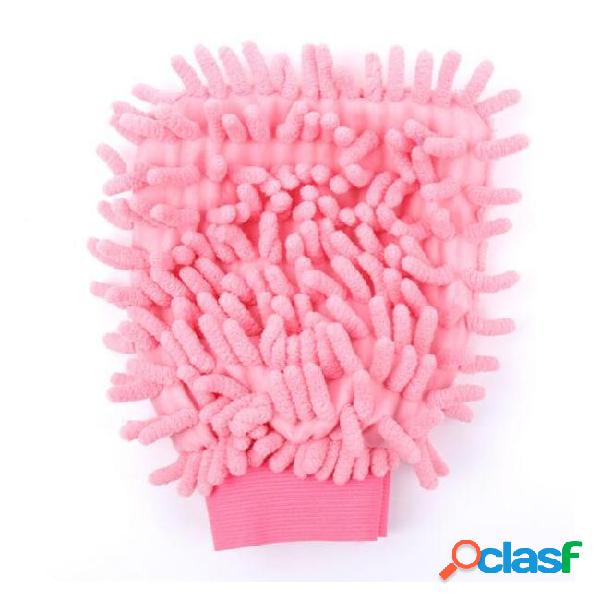 Car cleaning gloves microfiber chenille washing gloves coral