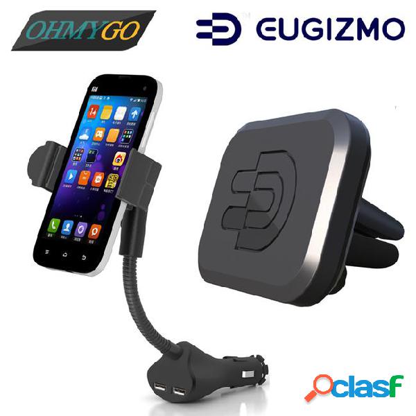 Car mount with dual usb charger holder + magnetic vehicle