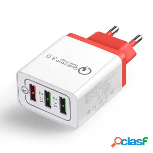 Cargador de teléfono rápido QC3.0 3 puertos Adaptador de