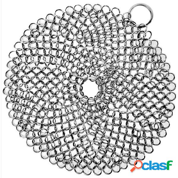 Cast iron cleaner 316l stainless steel chainmail scrubber