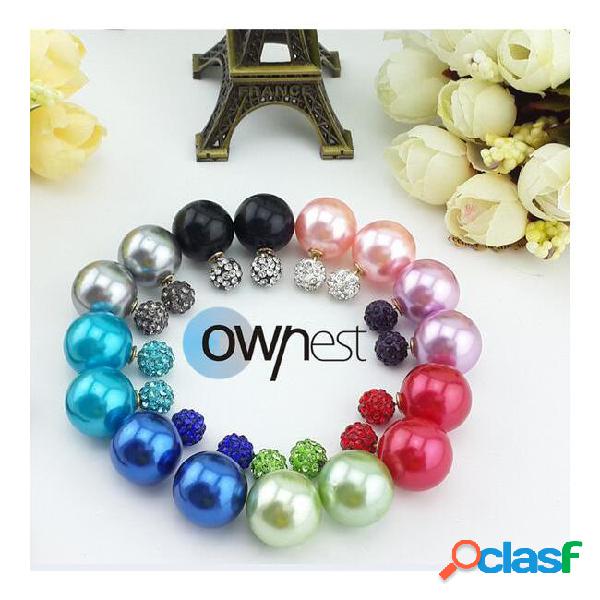Celebrity runway shining double side pearl earrings clay