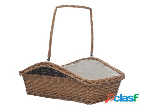 Cesta De Madera Con Asa VIDAXL (Marrón - Salgueiro cheio -
