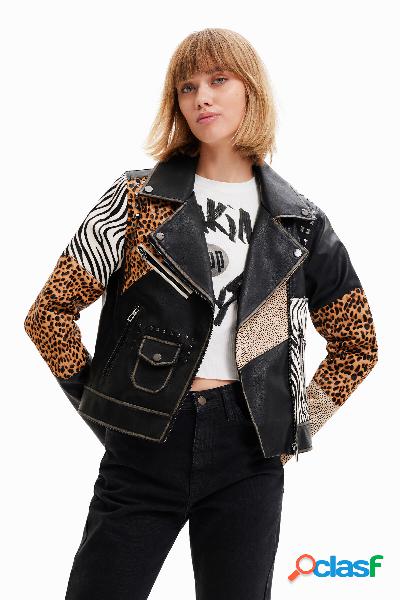 Chaqueta biker animal print - BLACK - S