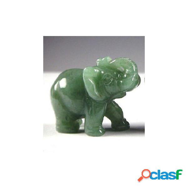 Chinese green jade carved elephant small statue