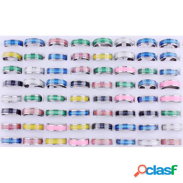 Chirstmas 100pcs 6mm unisex stainless steel rings colorful