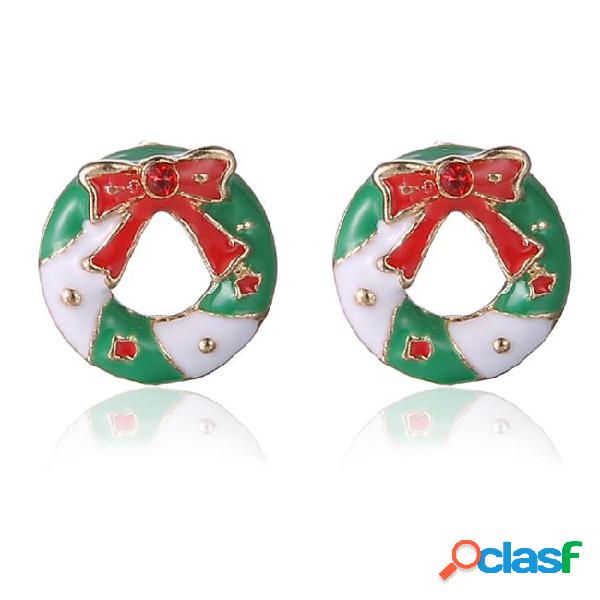 Christmas gifts stud earrings korea retro red bowknot cute
