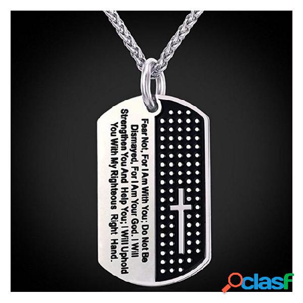 Collares bible cross men necklace military dog tag 316l