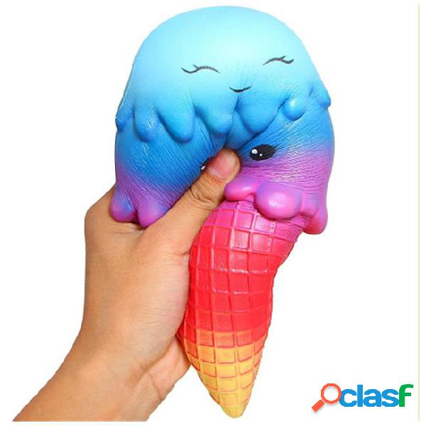 Colorful giant rainbow double dual head smile face ice cream