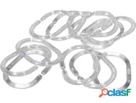 Conjunto 12 Anillas Cortinas Baño Transparente Modelo Ring