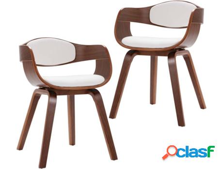 Conjunto 2 Sillas de Comedor VIDAXL (Blanco - Cuero