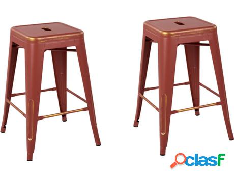 Conjunto 2 Taburetes de Bar BELIANI Cabrillo (Rojo - 40 x 40