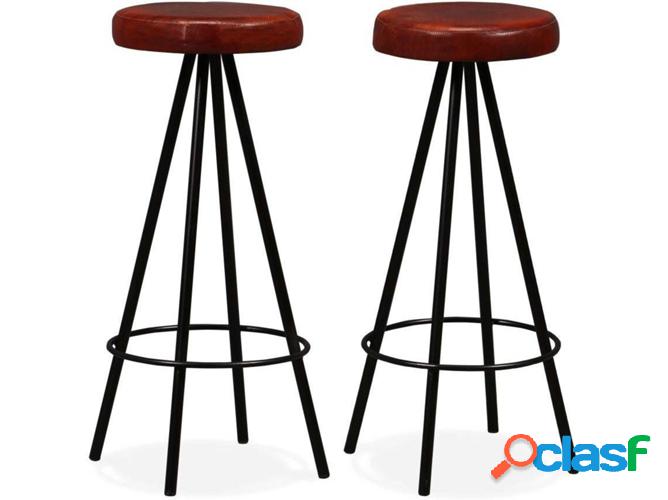 Conjunto 2 Taburetes de Bar VIDAXL 245443 Cuero Genuino