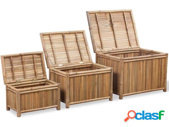 Conjunto 3 Cajas de almacenamiento VIDAXL bambu