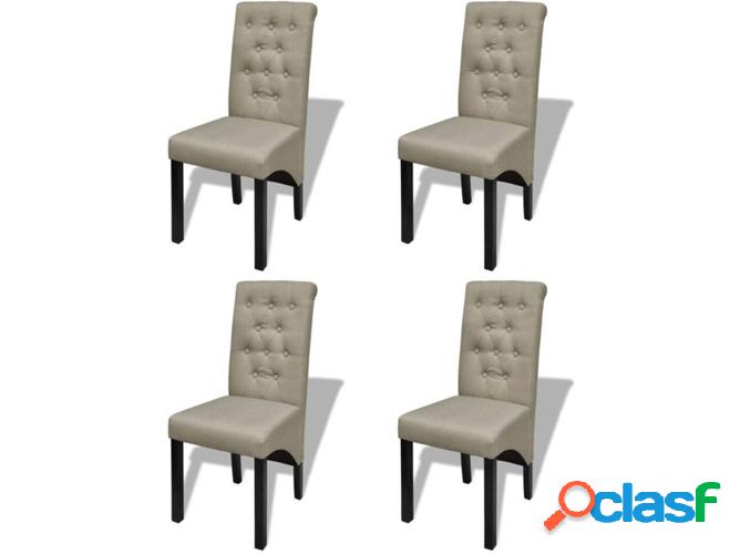 Conjunto 4 Sillas de Comedor VIDAXL 160791 Tejido Beige